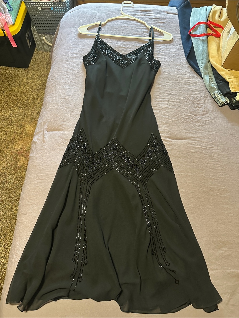 JMD-New York - Black Beaded Spaghetti-Strap Dress